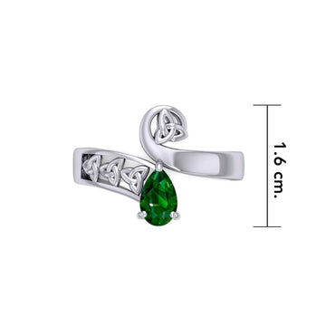 The Celtic Trinity Knot Silver Ring with Gemstone TRI1285 - Jewelry